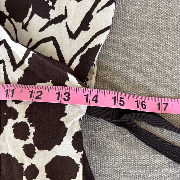 Tory Burch Silk Wrap Dress Animal Print Brown Cream Belted Roll sleeve Size 4 - Picture 8 of 10